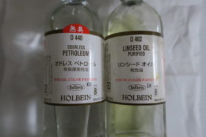 油絵のとき油 技法 ペトロールとリンシード