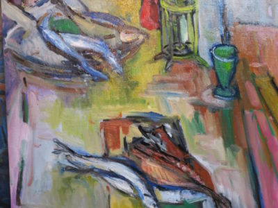 印象派とスーラ 油絵制作 さんまはもう食べましたか。