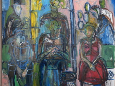 モジリアニの絵画　イタリアの伊達男、 駅員のいる群像④　