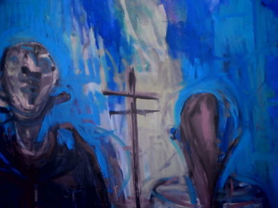 大英博物館は無料 油絵制作Bの⑤ 橋向こうの家