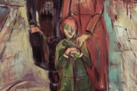 崩れたレンガとスーチンの絵　