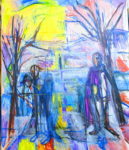 油絵　冬の風景とグラマンク